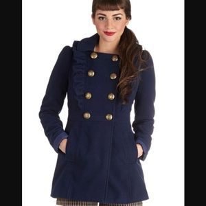Modcloth Stately Supper Ruffle Peacoat